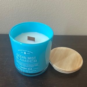 Scentsational Ocean Mist Natural Soy Blend Candle 11 oz W/ Wood Lid ~ New.